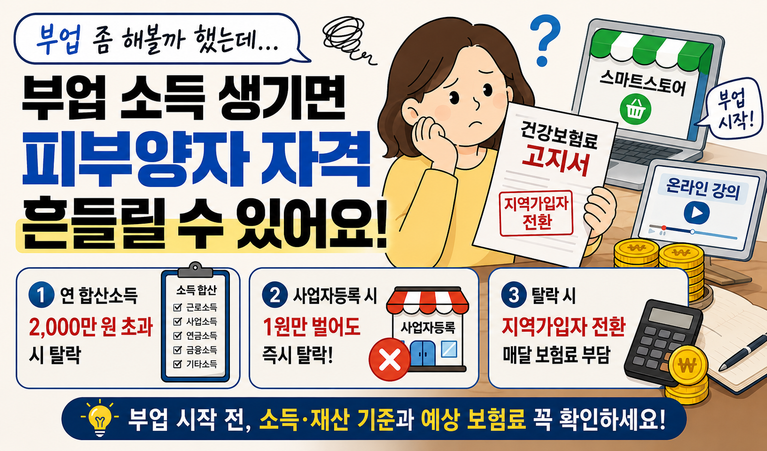 부업 소득 있으면 건강보험 피부양자 탈락 기준 (2026년)